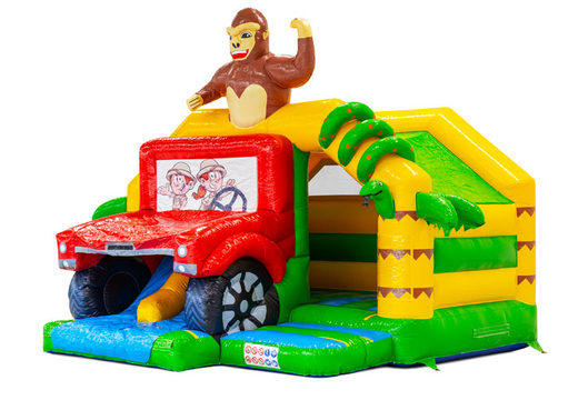 Zamek dmuchany Slide Combo Doubleslide z dwiema zjeżdżalniami w temacie Safari Gorilla