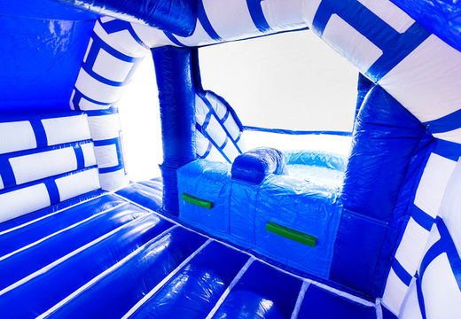 Wnętrze dmuchanego zamku Slide Combo Dubbelslide niebiesko-białego